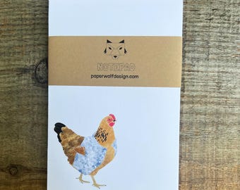 Chicken Lover Gift: Chicken in Jean Jacket Notepad – Funny Farm Animal Stationery