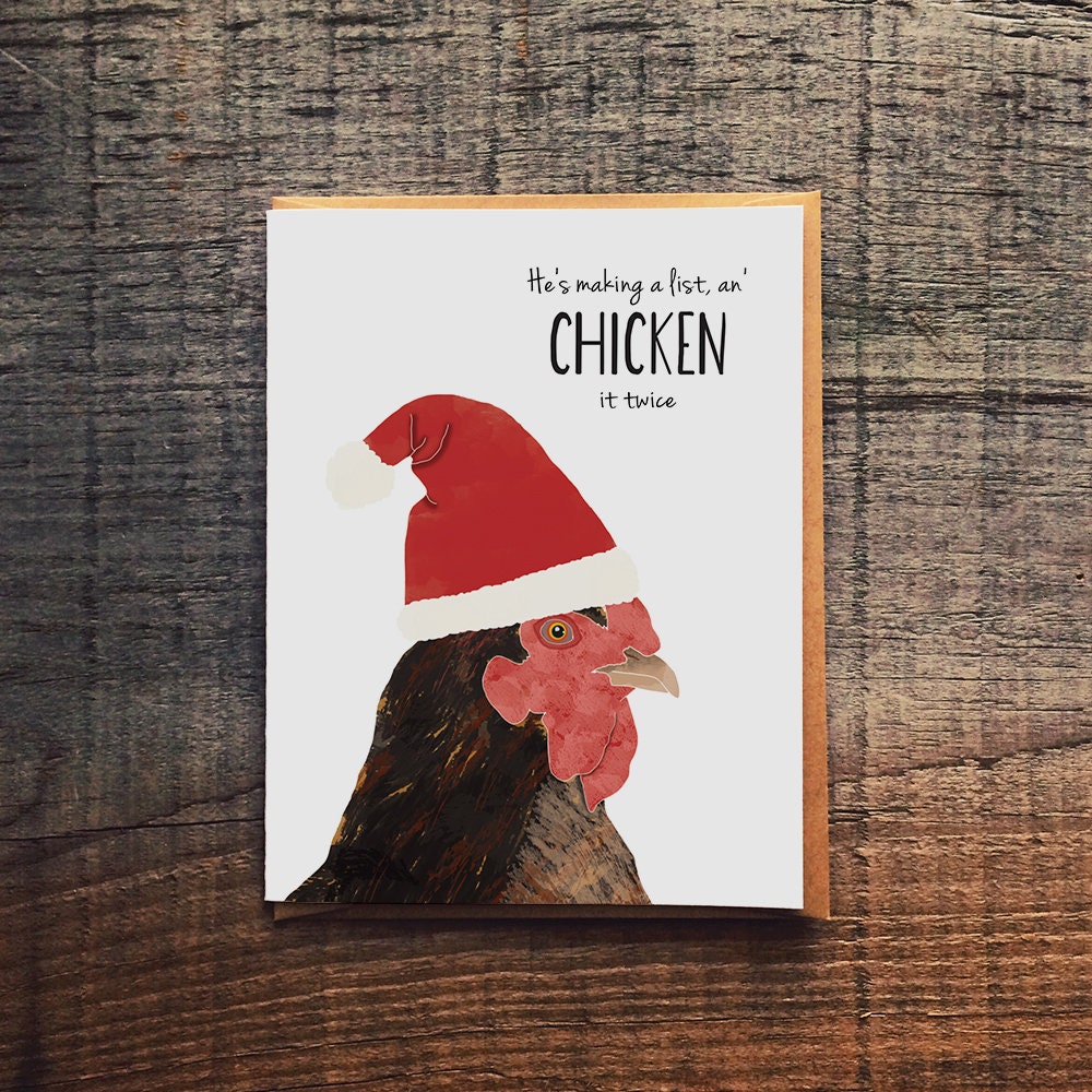 Santa Chicken Pun Card Boxed Set of 6 - Etsy