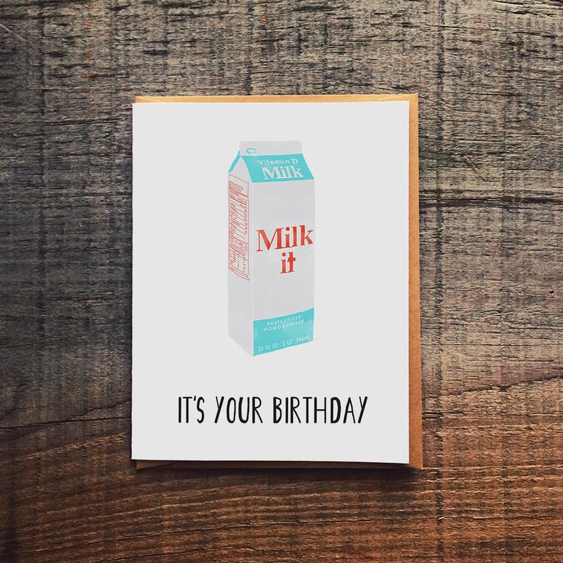 Funny milk birthday card, card for foodie, funny birthday card for friend, milk carton card image 1
