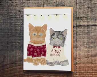 Christmas Cat Card, Cute Christmas card, Christmas Pun Card, Cat Christmas Sweater Card, for her, funny Christmas cat card, Kitten Card