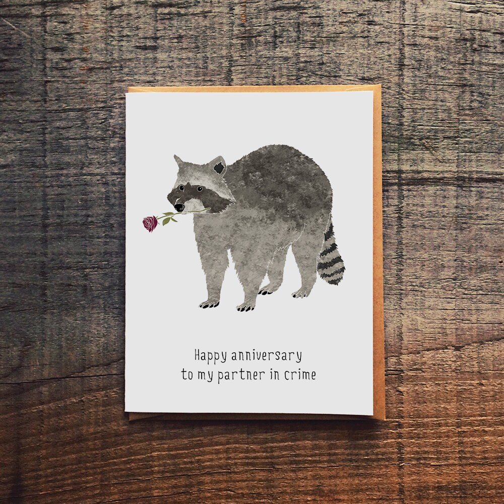 Happy Anniversary To My Partner In Crime Raccoon Funny Etsy