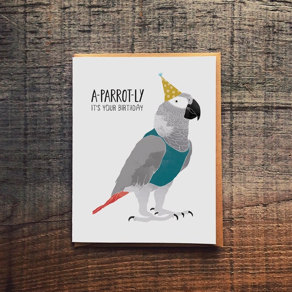 Funny Birthday Card African Grey Birthday Card Parrot - Etsy