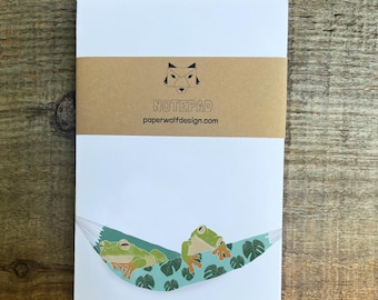Tree Frog Notepad – Hammock Illustration, Nature Stationery