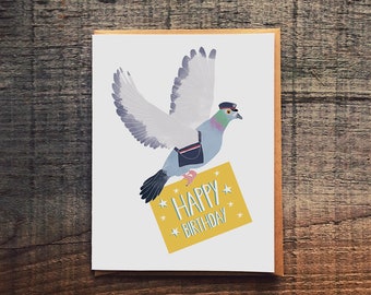 Happy Birthday Messenger Pigeon Card