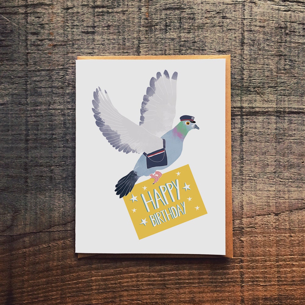 1 X Greeting Card - Happy Birthday Bestie Best Friend Pigeons