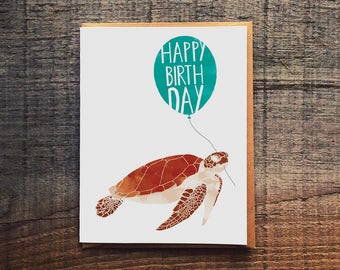 Sea Turtle - Birthday Card