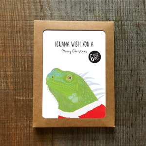 Grappige kerstkaarten - Boxed Set van 6 - Iguana Wish You A Merry Christmas Card