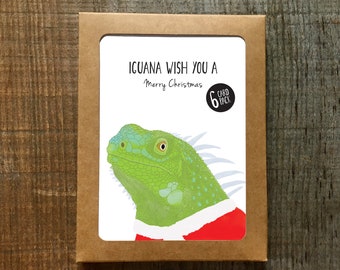 Funny Christmas Cards - Boxed Set of 6 - Iguana Wish You  A Merry Christmas Card