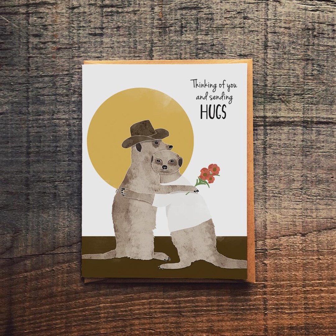 Sympathy Card – Thinking of You and Sending Hugs – Comforting Animal ...