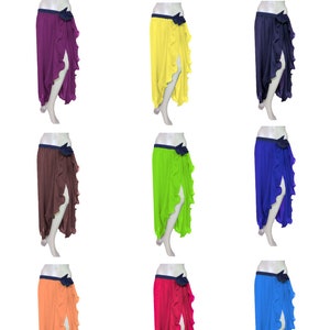 Flowing Chiffon Frill Maxi Skirt | Elastic Waist Belly Dance Practice & Tribal Fusion Stage Costume | High Volum C16