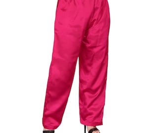 Satin Casual Formal Pant Long Pant, Party wear Satin Elastic Waist Pant For Girls and Womens, Plus size Pant Narrow Bottom Pants S134