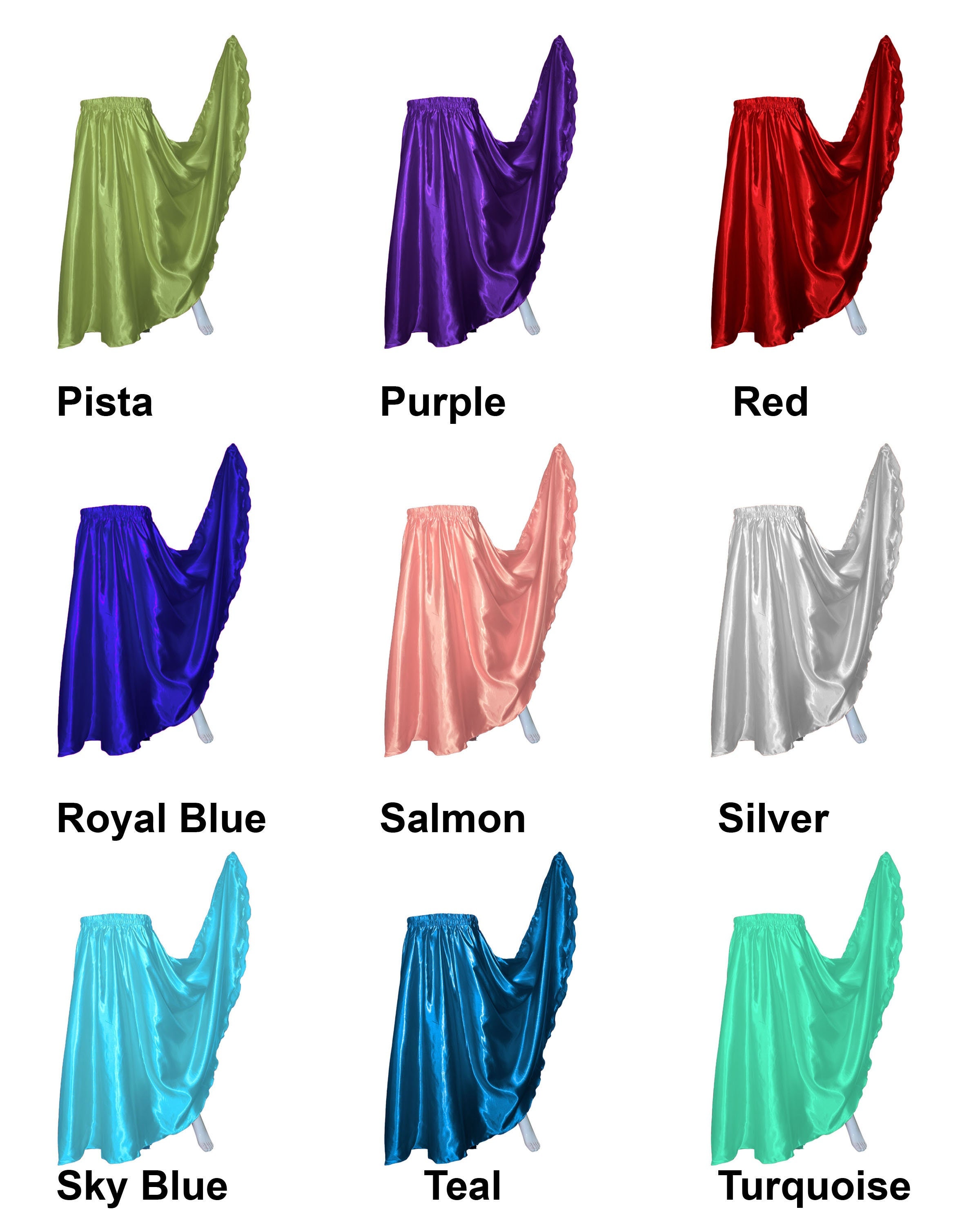 Satin Full Circle Dance Skirt w/ Frill | 360° Flow S-3XL S33 main image 0