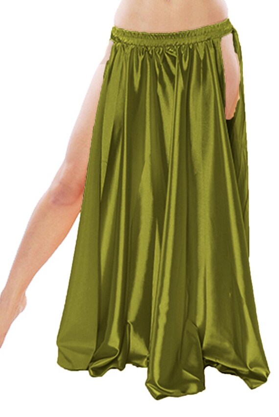 Gonna Lunga Danza Del Ventre In Raso - Doppio Spacco, Taglia Unica, Perfetta Per Flamenco E Performance - Foto 10