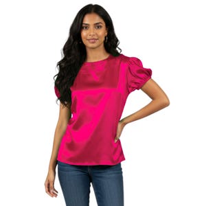 Satin T-Shirt Blouse – Dressy Casual, Soft Touch, Partywear Satin Round Neck T Shirt