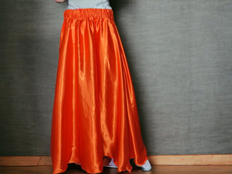 Satin Full Circle Belly Dance Skirt | Side Slit Flow S-5XL S2