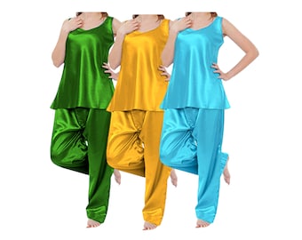 Handmade Satin Pajama Set | Plus Size Bridal Loungewear Gift | Luxury Top & Palazzo Pants PJ Set S21