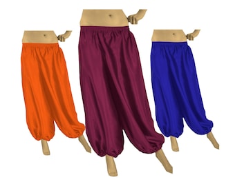 Belly Dance Hippie Pant Satin Solid Color Comfy Trouser Harem Pant Women&#39;s Wear Aladdin Harem Pant in Satin Fabric S66