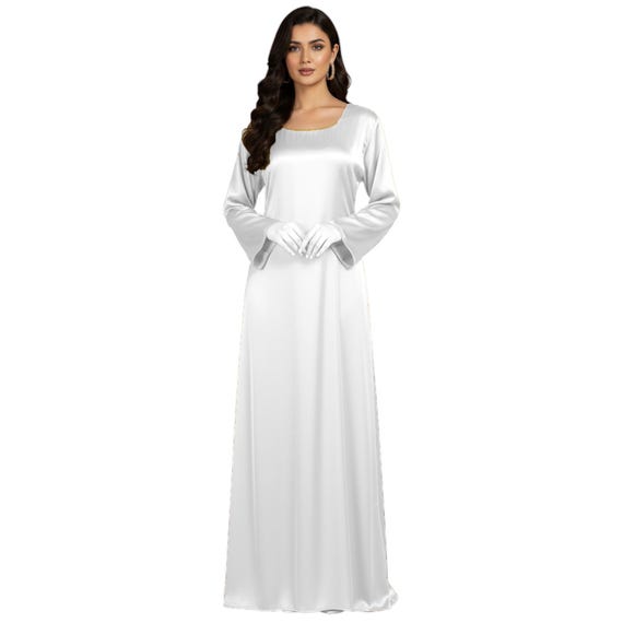 Satin Kaftan Long Gown - Women's Modest Formal Wedding Guest Dress - Elegant Party Maxi Tunic S121 Satin Kaftan Long Gown - Women's Modest Formal Wedding Guest Dress - Elegant Party Maxi Tunic S121
