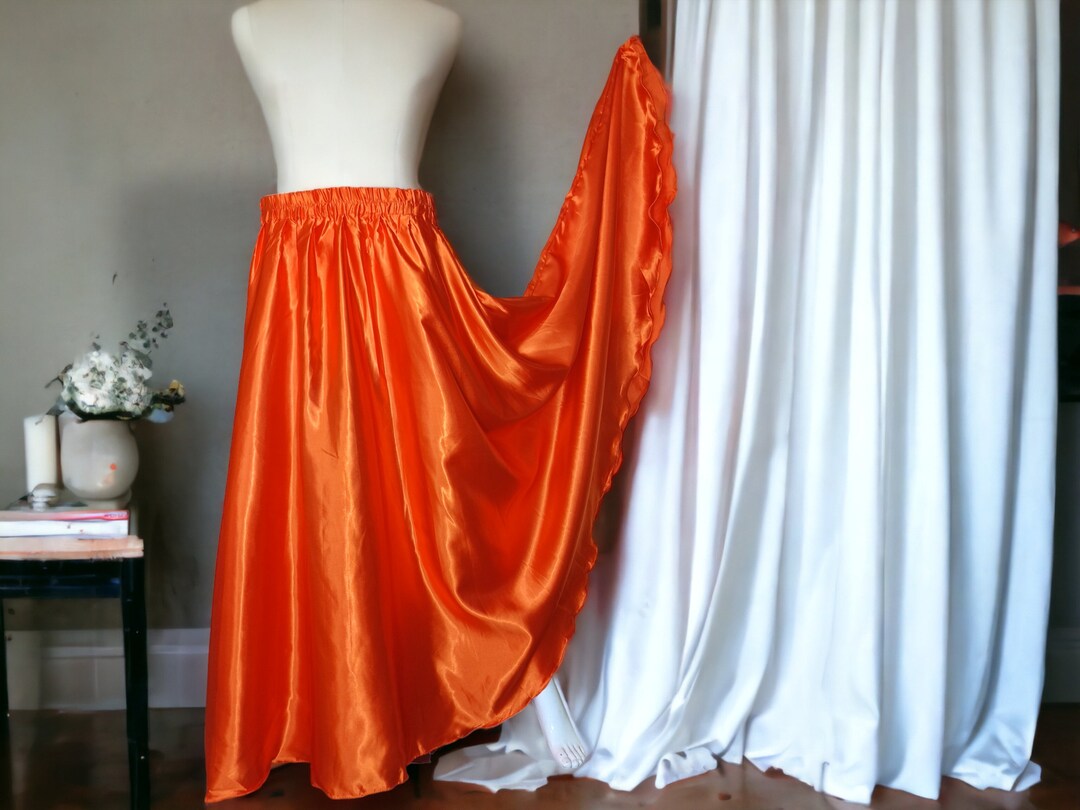 Satin Full Circle Belly Dance Skirt | Side Slit Flow S-5XL S2 main image 1