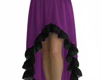 Gonna lunga in chiffon nero con volant / Costume asimmetrico per danza del ventre gotica, steampunk e tribale / Gonna lunga C22