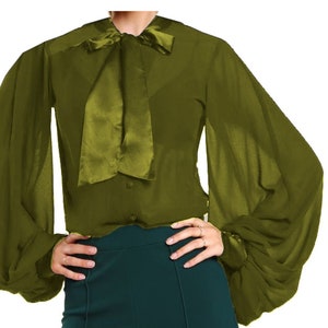 Chiffon Blouse Button Down Bow Neck Shirt / T shirt For Girls Women Special Gown Button down shirt C47