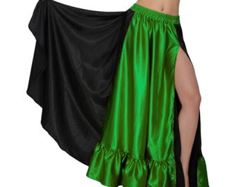 Full Circle Satin Belly Dance Skirt - Tribal Flamenco Skirt - Performance Stage Wear Side Slit Skirt Belly Dance skirt
