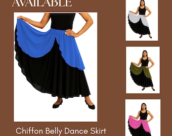Falda de gasa para danza del vientre para niñas – Semicircular, Traje fluido C1