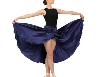 Gonna asimmetrica in raso – Gonna lunga per danza del ventre, Gonna lunga fluida per festival, Costume Tribal Fusion, Abbigliamento da ballo S73