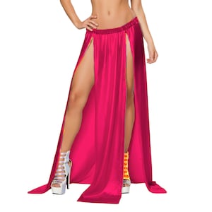 Satin High Slit Belly Dance Skirt - Maxi Side Split Skirt - Tribal Fusion Performance Stage Wear S96