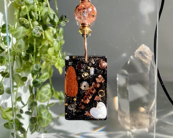 I Am Radiant orgonite EMV-schildamulet: hanger shungiet, toermalijn en kristallen