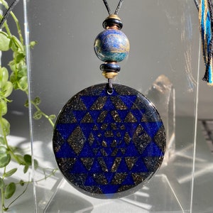 I Am Beginning Sri Yantra Orgonite Protection Amulet  |  Sacred Geometry Biomagnetic Field Clearing EMF Shield with Shungite
