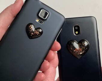 Mother's Day Bundle of 2 Heart EMF Shields: 1 Reg + 1 XL Orgonite EMF Protector for Phones & Devices w/ Elite Shungite + Black Tourmaline