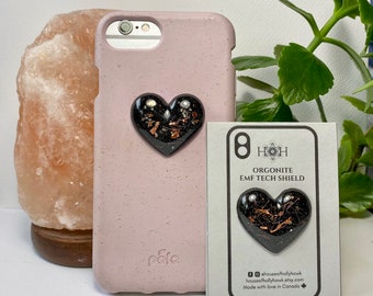 XL Heart Limited Edition Orgonite EMF Shield for Cell Phones and Electronic Devices  |  Handmade, Shungite + Black Tourmaline