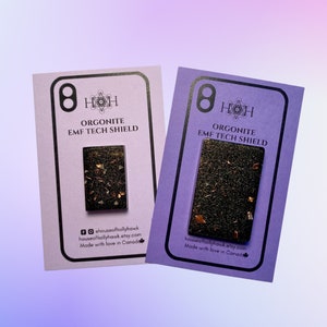 Orgonite EMF Shield Bundle: 1 Regular + 1 XL EMF Protector for Phones, Tablets & Devices w/ Elite Shungite C60 Fullerene + Black Tourmaline