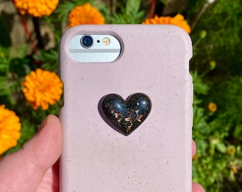 Limited Edition Orgonite EMF Shield Hearts for Cell Phones and Electronic Devices  |  Handmade, Shungite + Black Tourmaline