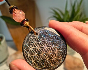 I Am Sparkling Possibility ~ Orgonite Flower of Life EMF Shield Amulet | Sacred Geometry EMF Protector w/ Elite Shungite C60