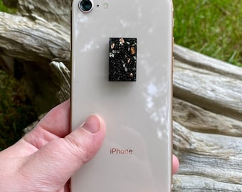 Protector EMF de orgonita para celulares, tabletas y dispositivos electrónicos / Protector EMF con fulereno Elite Shungite C60 y turmalina negra