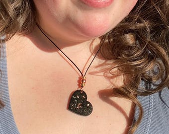 Heart EMF Shield Amulet; Minimal Orgonite Biomagnetic Clearing EMF Protection with Elite Shungite c60 Fullerene black OOAK