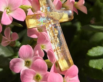 Golden bird Cross Energy Amulet | Cross Pendant on gold chain OOAK