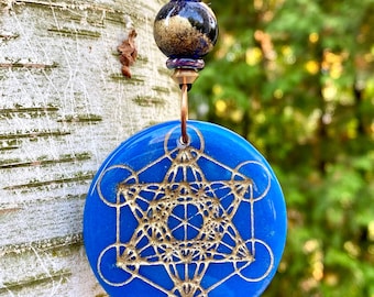 Metatron's Cube Orgonite Amulet “Illuminate” | EMF Shield, Shungite Protection