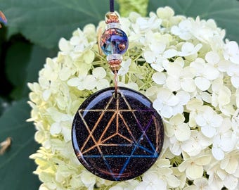 I Am Shining Bright ~ Orgonite Merkaba EMF Shield Amulet | Sacred Geometry EMF Protector w/ Elite Shungite C60 + Black Tourmaline