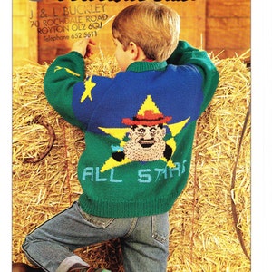 Original Vintage Strickanleitung. Zeichentrickfigur für Kinder - Dandy - Strickjacke / Jacke für DK Knitting für einen Brustumfang von 66 bis 82 cm, kein PDF
