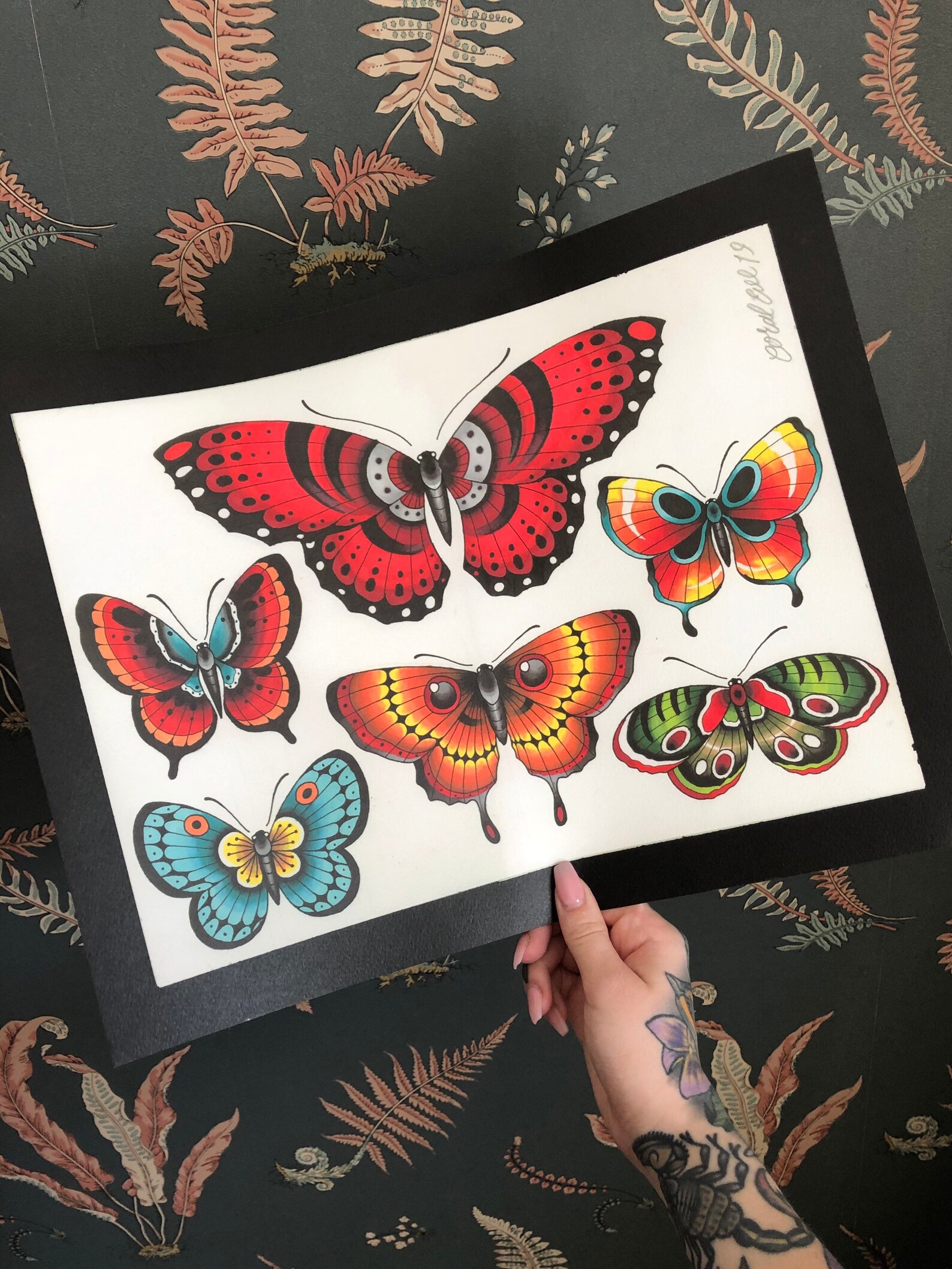 Butterfly Flash sheet tattoo print. 30x40cm watercolour | Etsy