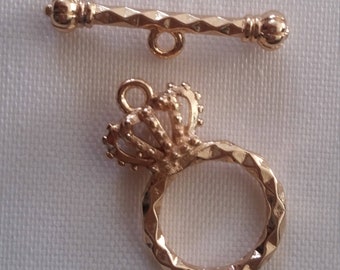 24k Gold Plated, Brass Toggle Clasp Crown