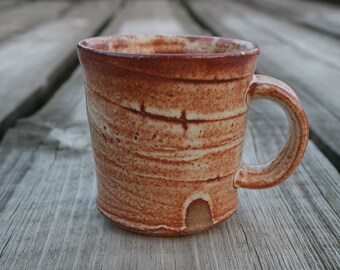 Stoneware Ceramic Mug. Pottery Coffee Mug. Ceramic Mug. Studio Pottery Cup. White Red Mug. Cappuccino Cup. Large Tea Cup. Rustic  Mug.