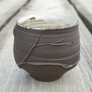 Wabi Sabi Tea Bowl. Black Tea Bowl “Early Spring&quot;. Drinking Tumbler. Decorated Pottery. Studio Pottery. Japanese Branch Tea Bowl.