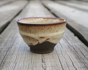 Small Tea bowl. Chinese Tea Ceremony. Black and White Small Drinking Bowl. White Glazed Cup. Wab Sabi Pottery. Studio Ceramics. Yunomi.