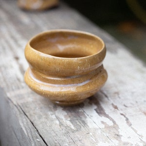 Pottery Cappuccino Cup. Brown Yellow Teabowl. Hand-thrown Ceramic Cup. Wabi Sabi Teabowl. Large Yunomi. Matcha Latte Cup. Stuio Pottery. image 1