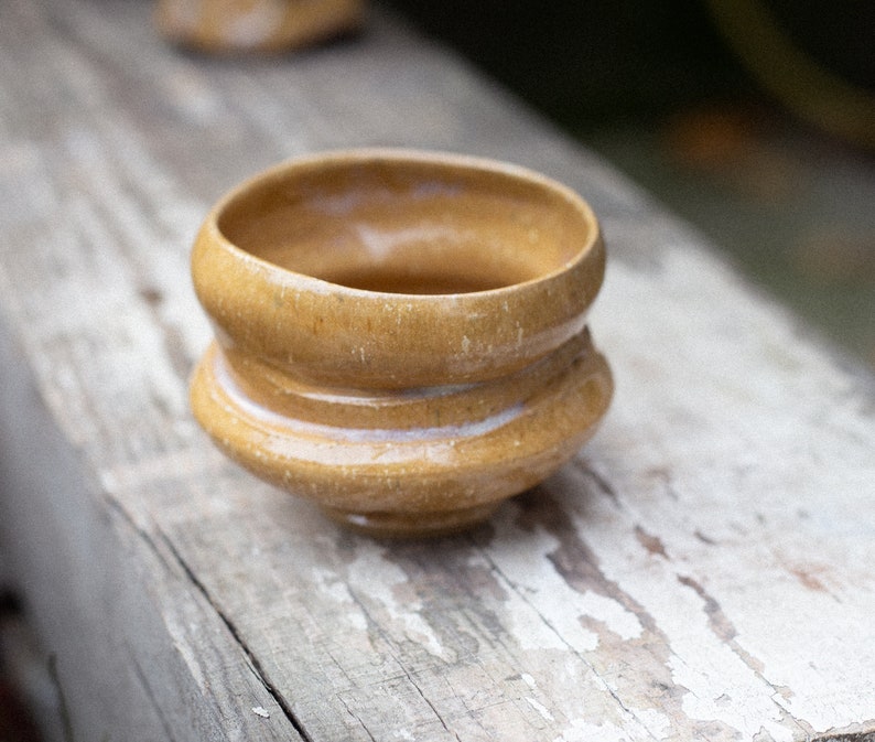 Pottery Cappuccino Cup. Brown Yellow Teabowl. Hand-thrown Ceramic Cup. Wabi Sabi Teabowl. Large Yunomi. Matcha Latte Cup. Stuio Pottery. image 1