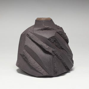 Small Stoneware Black &quot;Discovery &quot; Vase by Mikhail Tovstous